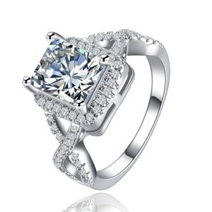 18K White Gold Filled White Topaz Ring